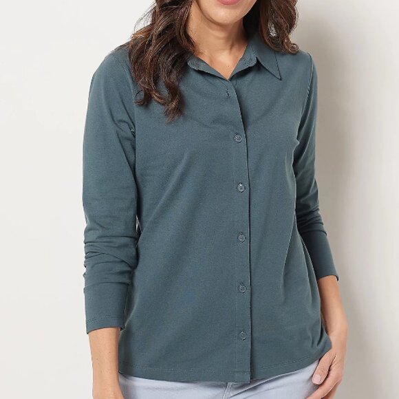 Denim & Co Essentials Perfect Jersey Long-Sleeve Top  14609 - Picture 1 of 2
